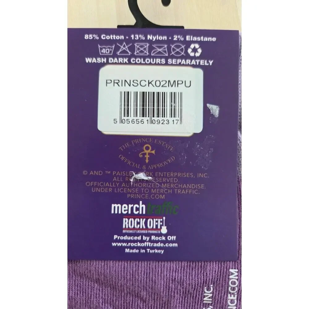 Prince Purple Rain Socks NWT Official Licensed Purple Music Rock Crew Socks